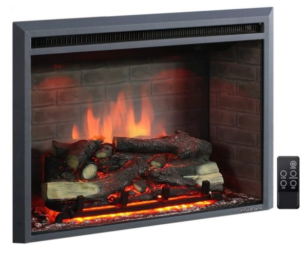 2. PuraFlame 33 Inches Western Electric Fireplace Insert with Fire Crackling Sound