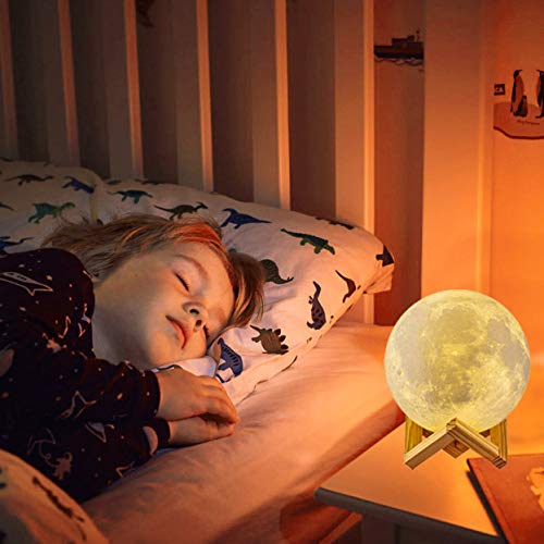 4. ​Moon Lamp Moon Lights,Rechargeable 3D Printed 16 Colors with Stand & Remote & Touch Control