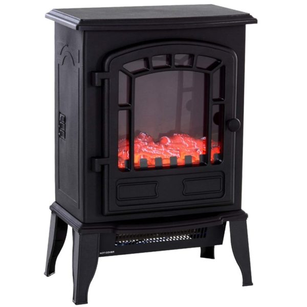 9. HOMCOM Freestanding 1500W Steel Electric Fireplace Stove Space Heater Infrared LED