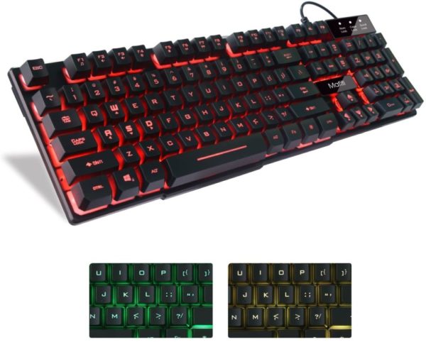 9. Mafiti RK100 3 Color LED Backlit Gaming Keyboard USB Wired Multimedia Mechanical Feel Keyboard