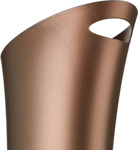Umbra Skinny Sleek & Stylish Bathroom Trash, Small Garbage Can Wastebasket for Narrow Spaces at Home or Office, 2 Gallon Capacity, Bronze