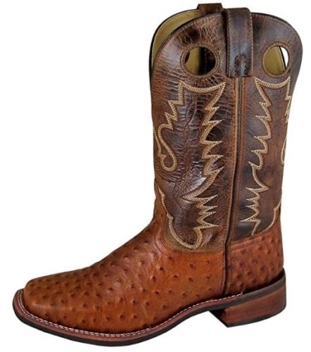 Smoky Mountain Men's Danville Pull On Stitched Textured Square Toe Cognac/Brown Crackle Boots 13EE