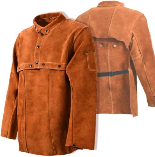 Leaseek Leather Welding Jacket - Heavy Duty Welding Apron with Sleeve (Medium)