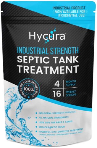 HYCURA Industrial Strength Septic Tank Treatment That Works – Avoid Costly Repairs w/Billions of ENVIRO-Safe Bacteria Septic Tank Enzymes That Unclog Pipes, Pumps & Backed Up Leach Drain Fields & RV