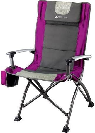 Ozark-Trail-Ultra-High-Back-Folding-Quad-Camp-Chair-Gray-Pink-300-Pounds-Weight-Capacity-Made-of-Durable-Steel-Frame-Fabric-Cup-Holder-Perfect-Seat-for-Outdoor-Relaxation-FC-023