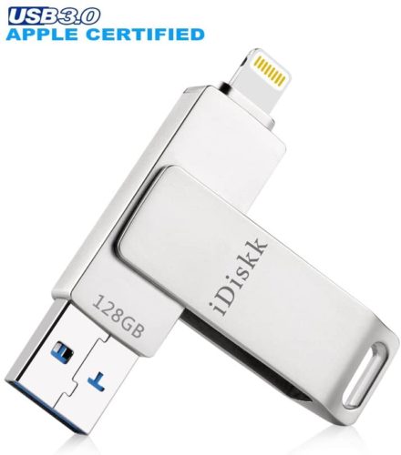 iDiskk-128GB-USB-Flash-Drive-Photo-Stick-for-iPhone-11-Pro-XR-X-XS-MAX-iPhone-6-7-8-Plus-and-ipad-Air-MiniNew-ipad-proExternal-Storage-for-iOS-SystemTouch-ID-Encryption-and-MFI-Certified