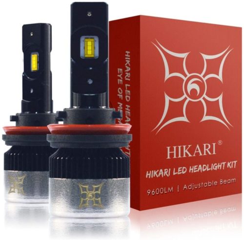 HIKARI H11/H8/H9 LED Headlight bulbs, New Gen of Japanese CSP LED Tech, Adjustable Beam, Easy install, 10000lm 6K Cool White IP68