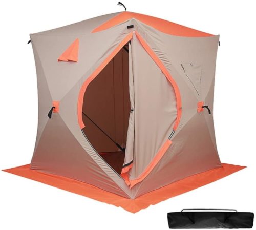 ibigbean Ice Fishing Shelter 4 Persons Portable Ice Fishing Tent Water-Repellent and Wind-Resistant with Come with 4 Pieces Tent pegs and 4 Pieces Wind Rope and Carry Bag(80x72x72in)