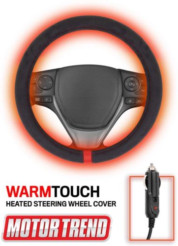 Motor Trend SW2311 Red WarmTouch 12v Heated Steering Wheel Cover – DC Powered Hand Warmer with Automated Thermostat, Universal Fit for Car Truck Van and SUV