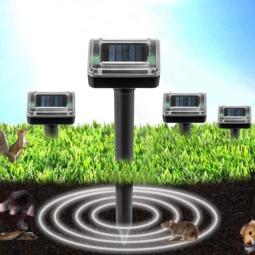 4 Pack Solar Powered Mole Repellent, Ultrasonic Pest Repeller, Gopher, Mole, Snake, Mouse, Rodent Repellent, Pest Control for Lawn Garden Yard Outdoor