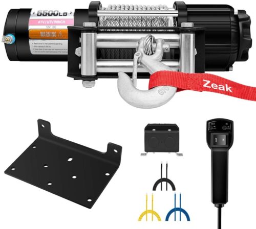 ZEAK Advanced 5500 lb. Electric Winch Off Road Automatic Powersports Winch, ATV Utility, Gavanized Steel Rope, with Mount, Remote