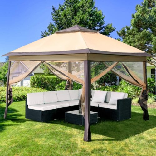 PAMAPIC 11x11 Pop Up Gazebo with Mosquito Netting Outdoor Canopy Tent Gazebo for Patio,Deck and Backyard