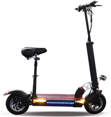 JUE SHUAI 48V 500W Black Electric Scooter for Adults Foldable with Seat, 62.5 Miles Long-Range 26AH Lithium Battery with Charger 42v, Up to 25MPH High Speed Electric Scooters