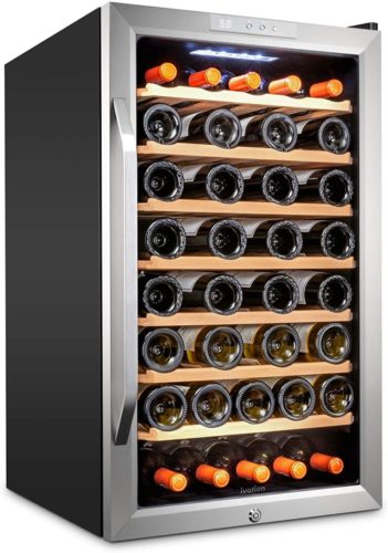 Ivation 51 Bottle Compressor Wine Cooler Refrigerator w/Lock | Large Freestanding Wine Cellar For Red, White, Champagne or Sparkling Wine | 41f-64f Digital Temperature Control Fridge Glass Door Black