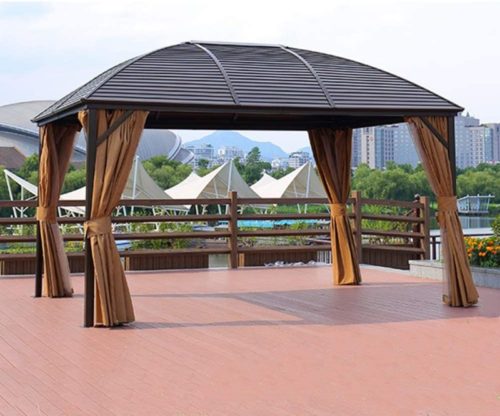 DNNAL Garden Gazebo, Awning Aluminum Pavilion Mobile Four Corner Pavilion Canopy for Outdoor Courtyard Garden Villa