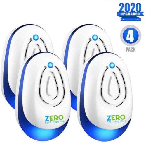 ZERO PEST REPELLER ZEROPEST, 2022 Upgraded 4 Pack Ultrasonic Pest Control Reject Devices Electronic in Repellent Defender Home Indoor for Rat Mosquito Mice Spider Ant ROA, 4PACK