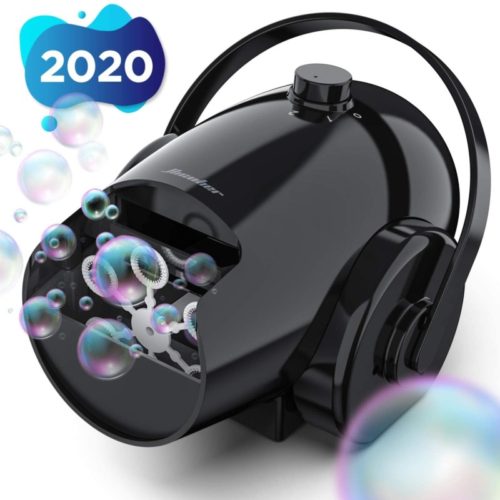 Hicober Automatic Bubble Machine for Kids, Portable Professional Bubble Machine for Parties, Bubble Blower Battery Operated Plug-in Bubble Maker with 2 Speed Levels