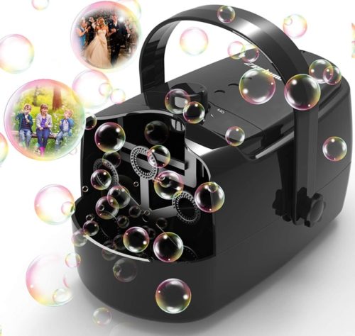 Zerhunt Bubble Machine, Bubble Machine for Kids, Durable Automatic Bubble Blower for Kids, Operated by Plug in or Batteries with 2 Speed Level, for Outdoor Indoor Party Birthday Black