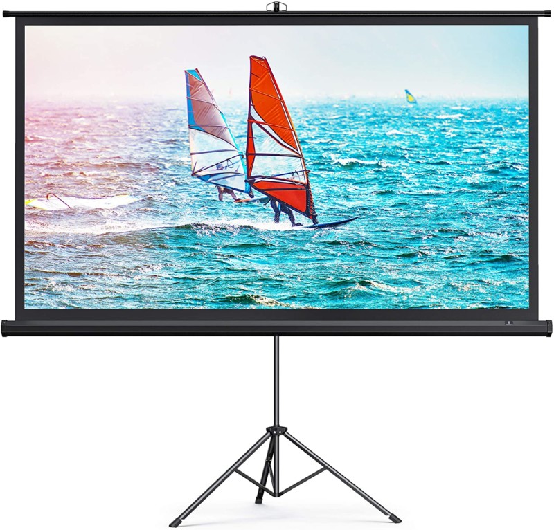 TaoTronics Projector Screen with Stand,Indoor Outdoor PVC Projection Screen 4K HD 100'' 16: 9 Wrinkle-Free Design(Easy to Clean, 1.1Gain, 160° Viewing Angle & Includes a Carry Bag) for Movie, Meeting
