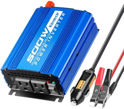 Kinverch 500W Continuous/1000W Peak Car Power Inverter DC 12V to AC 110V Adapter with 2 AC Outlets and 2A USB Charging Port