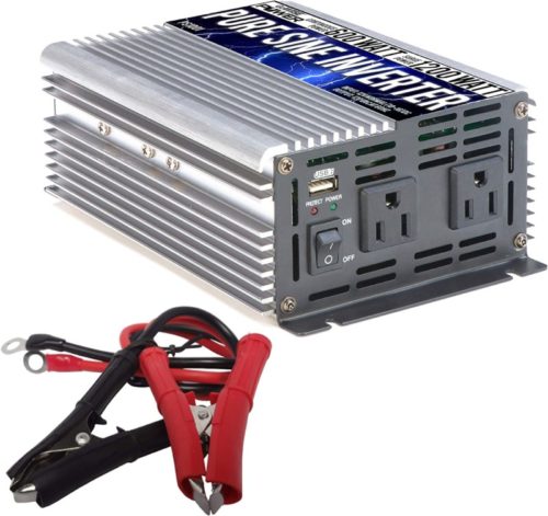 GoWISE-Power-600W-Pure-Sine-Wave-Inverter-12V-DC-to-120V-AC-with-2-AC-Outlets-1-5V-USB-Port-and-2-Clamp-Cables-1200W-Peak-PS1001