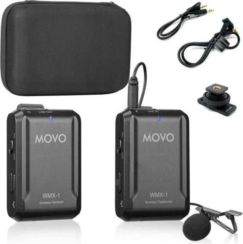 Movo WMX-1 2.4GHz Wireless Lavalier Microphone System Compatible with DSLR Cameras, Camcorders, iPhone, Android Smartphones, and Tablets (200' ft Audio Range)
